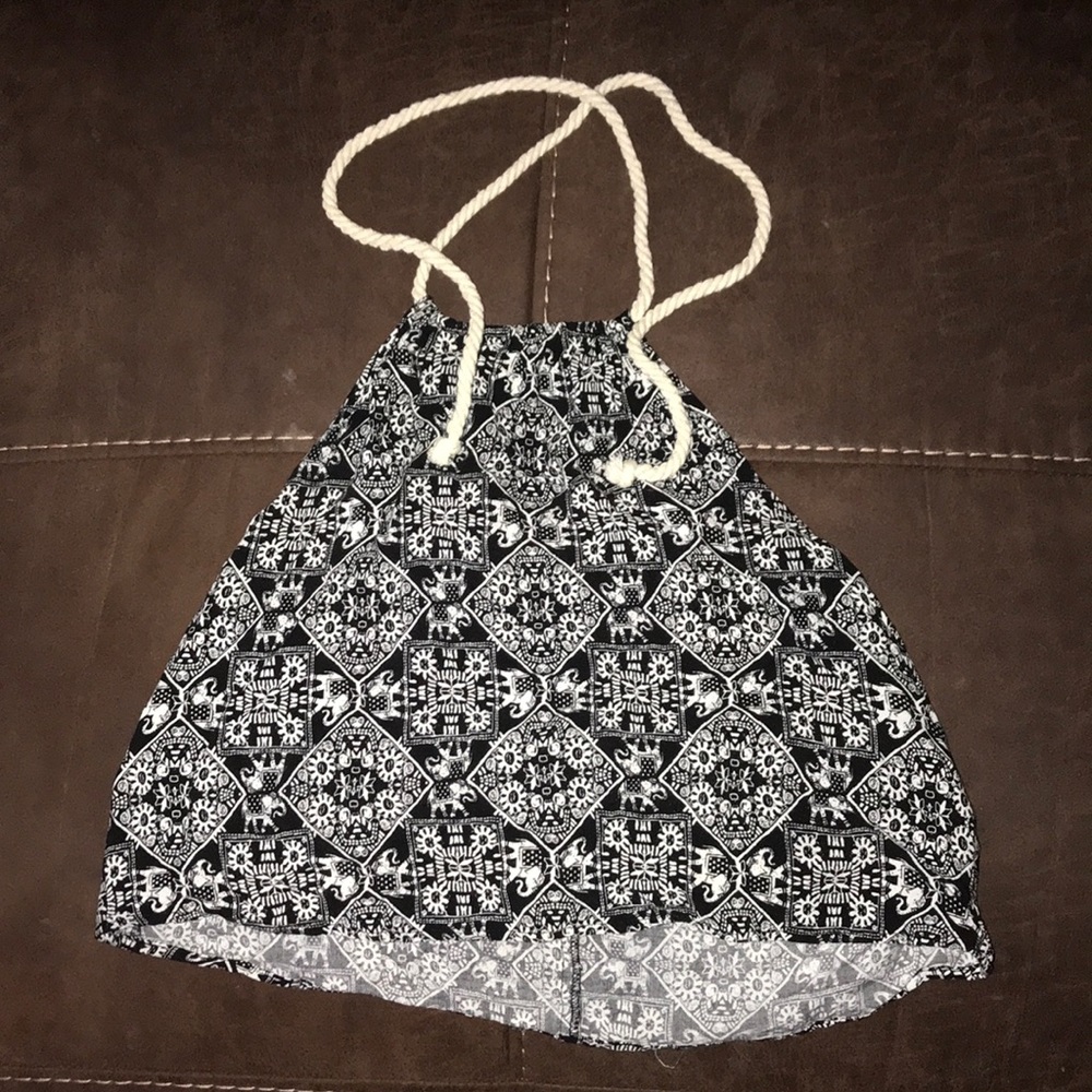 🐄Rope neck tie patterned crop tank🐄